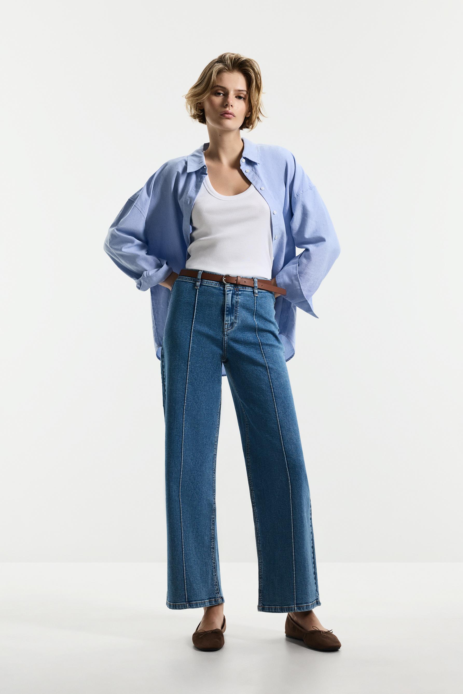 Straight leg seam detail jeans — INDIGO