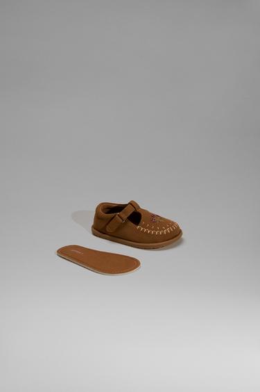 Barefoot faux suede topstitched shoes — LEATHER 5