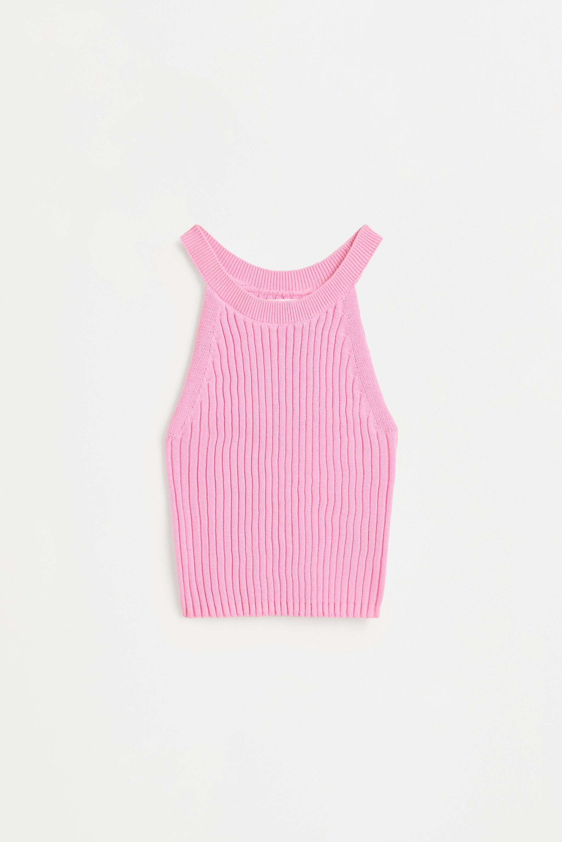 Knit halter top — BUBBLEGUM PINK