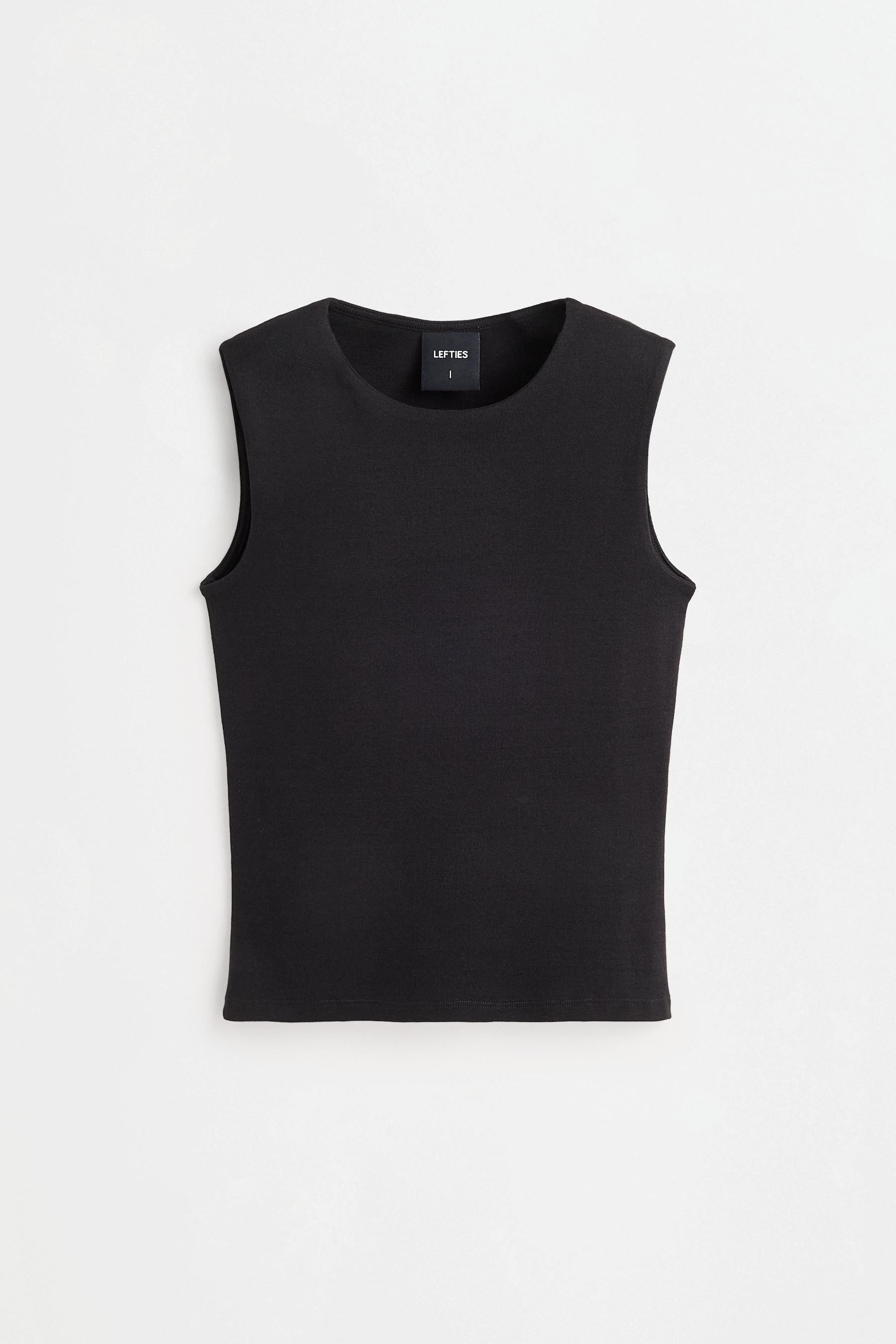 Wide-strap tank top — BLACK