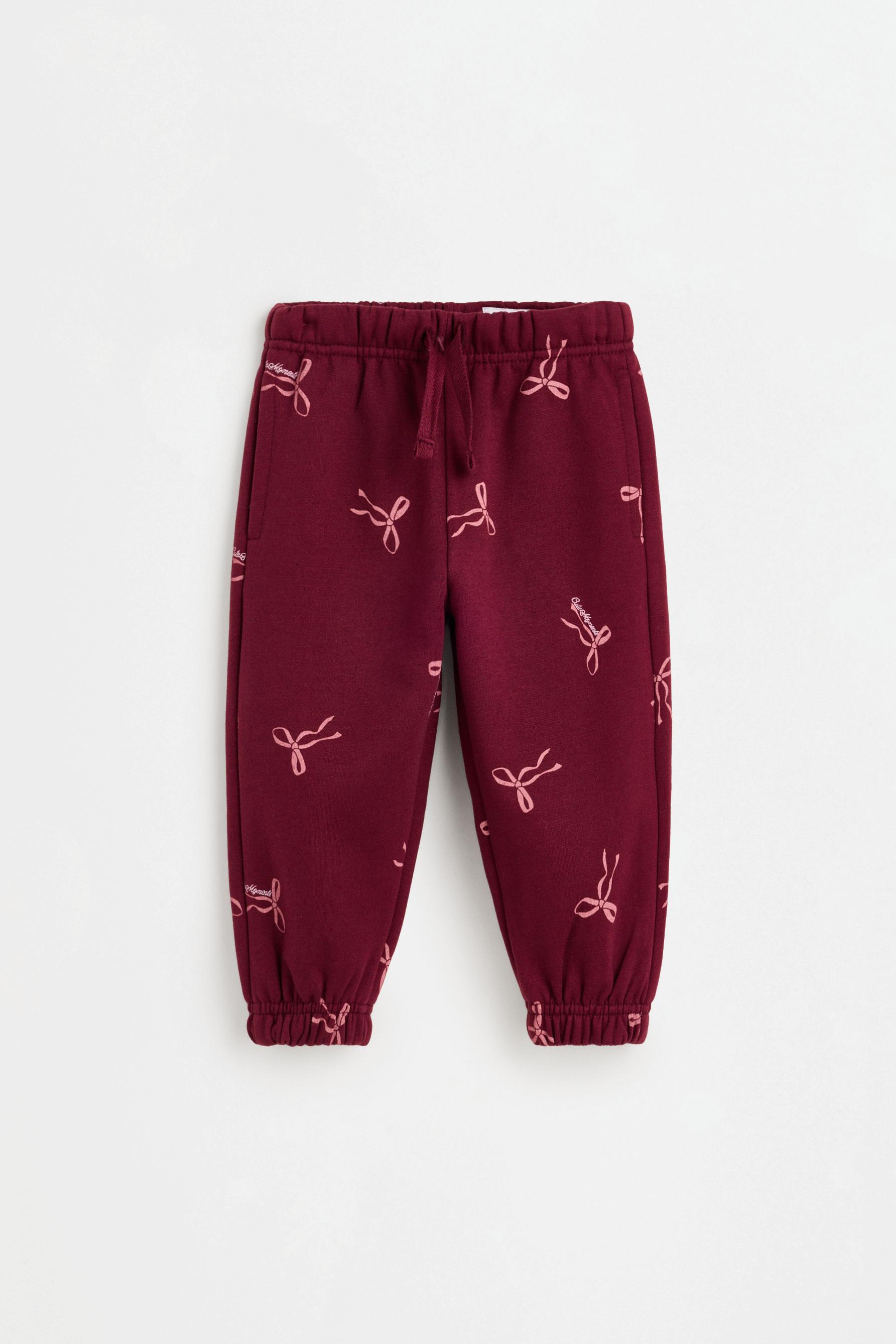 Pack of 2 contrast plush trousers — BURGUNDY
