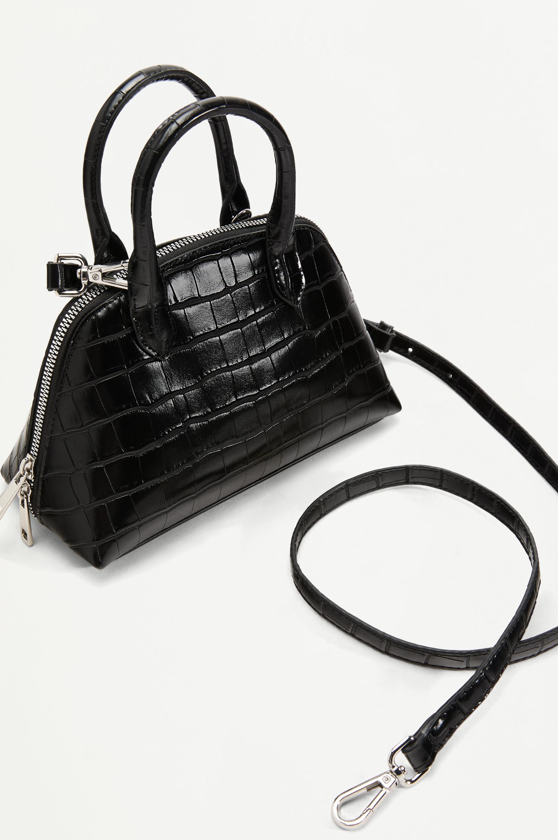 Crocodile-effect crossbody bag — BLACK