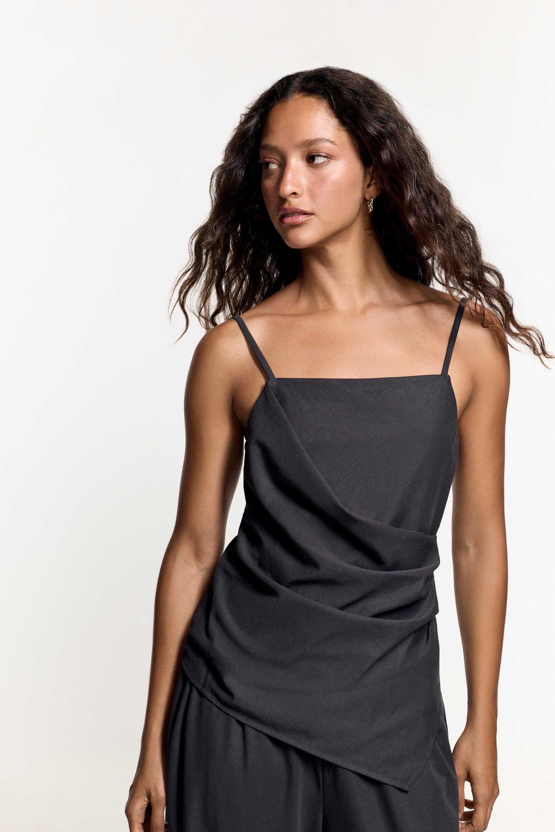 Flowing asymmetric top — ANTHRACITE GREY