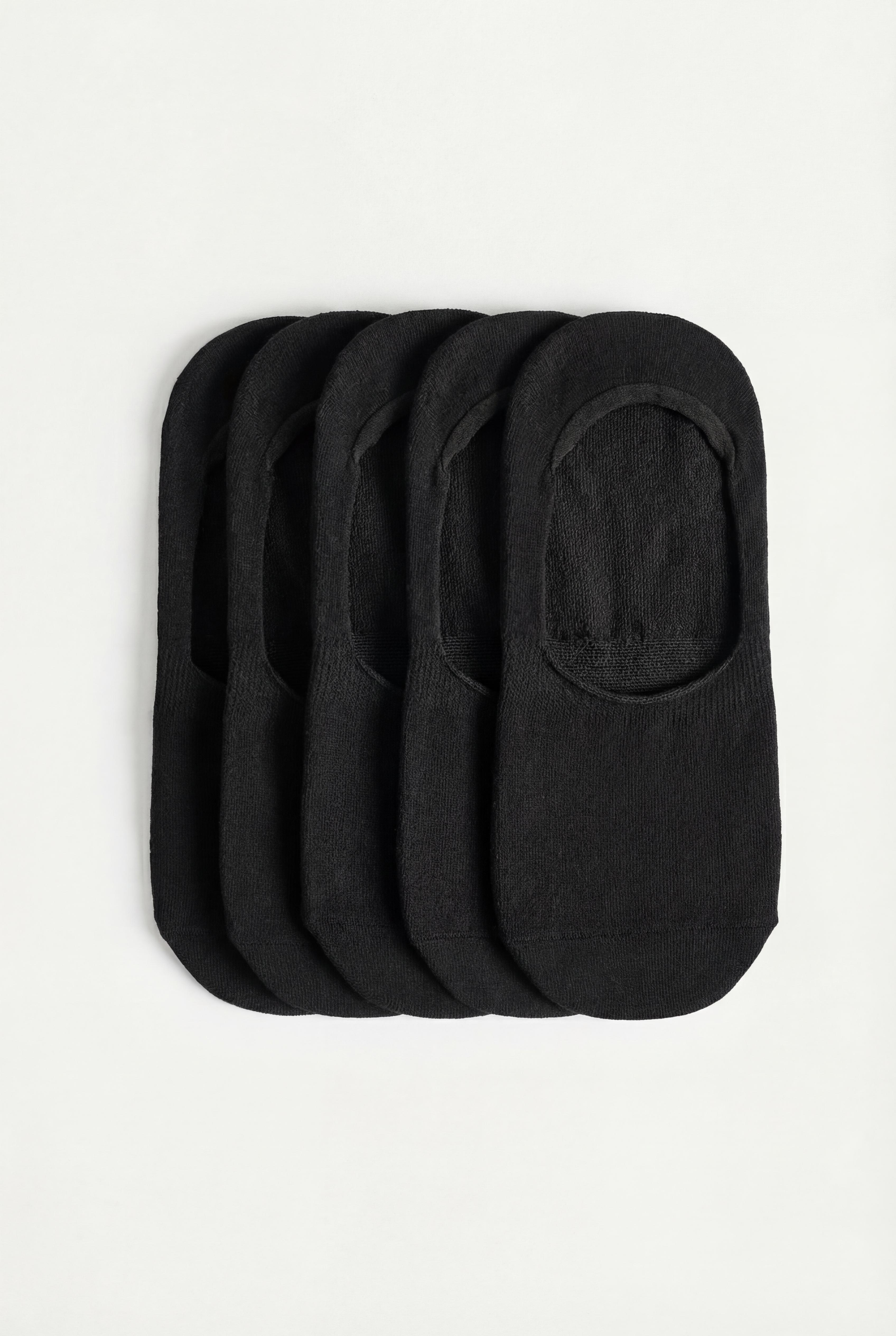 Basic No-Show Socks (5-Pack) — BLACK