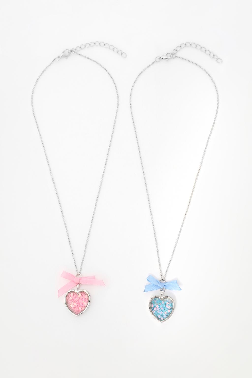 Pack of 2 necklaces with small bows and hearts