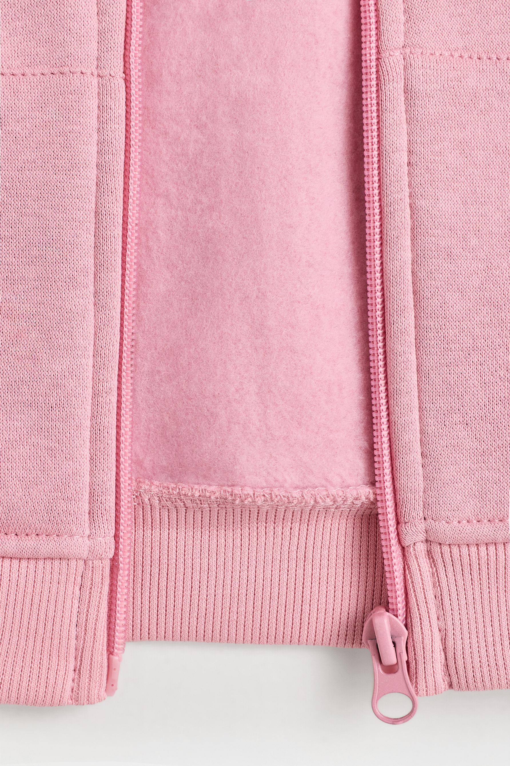 Zip-up sweatshirt with raised lettering — PINK