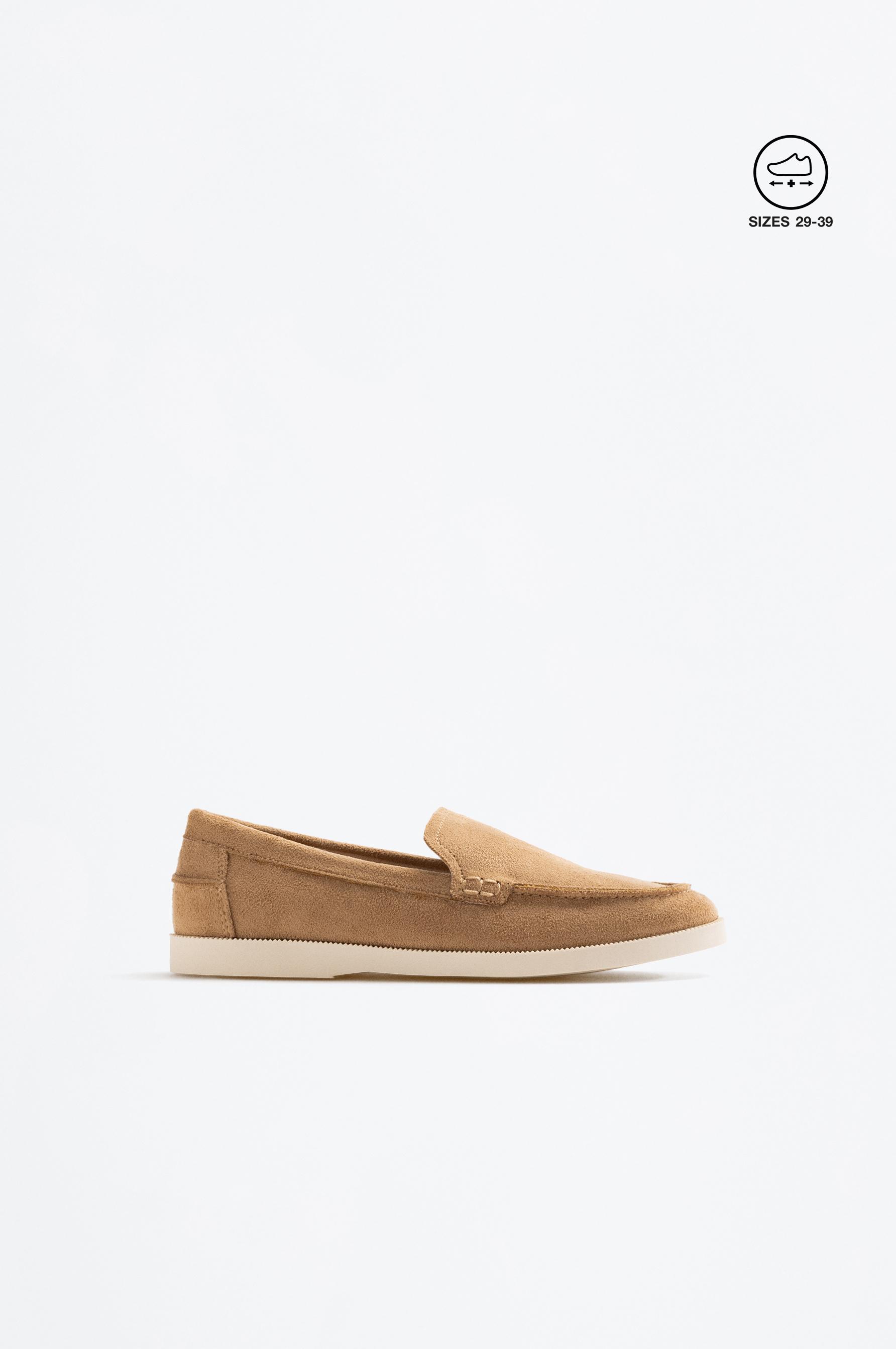 FAUX SUEDE LOAFERS — LEATHER