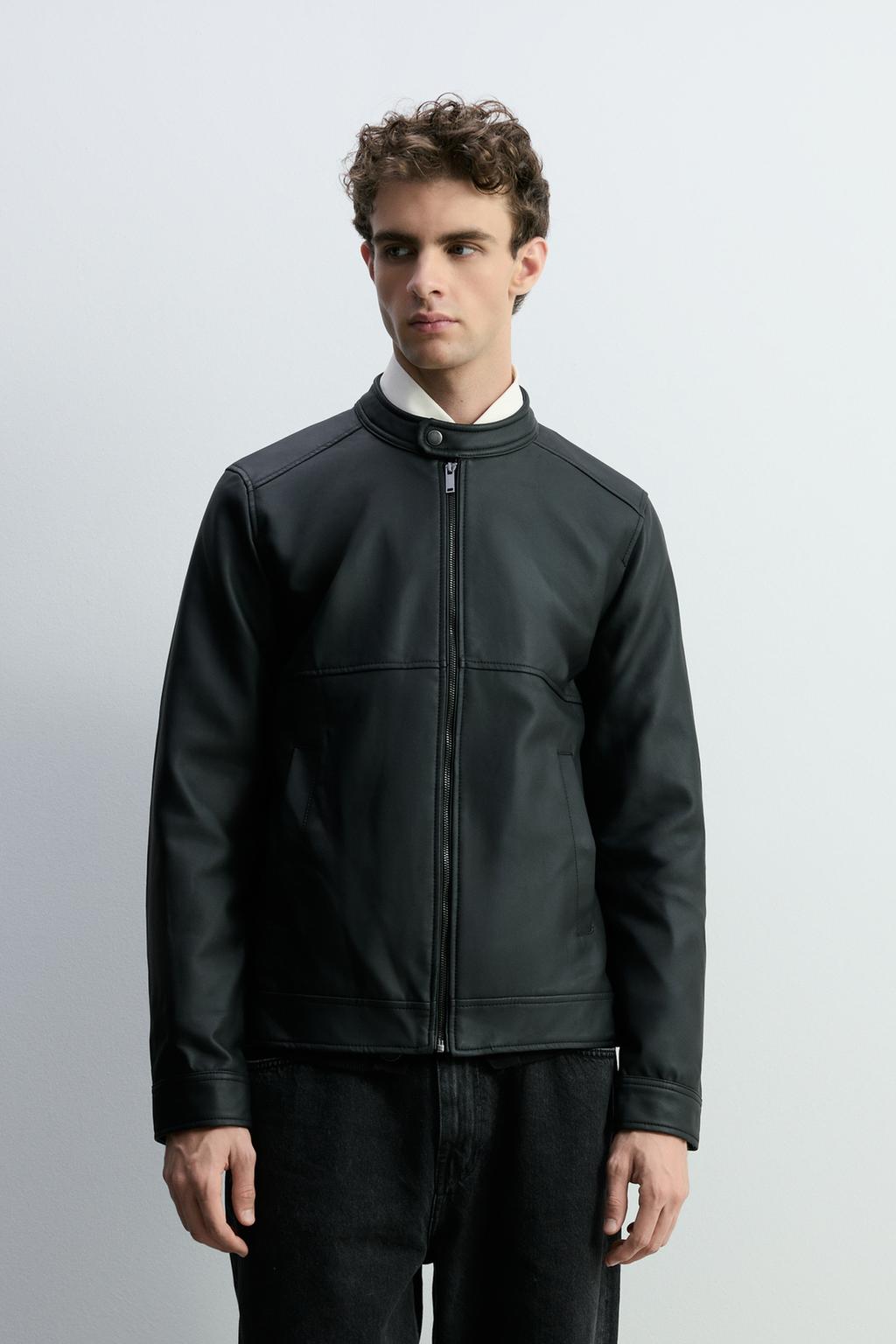 Chamarra efecto piel