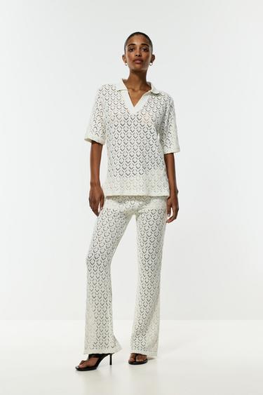 Crochet-effect polo shirt — OFF WHITE 2