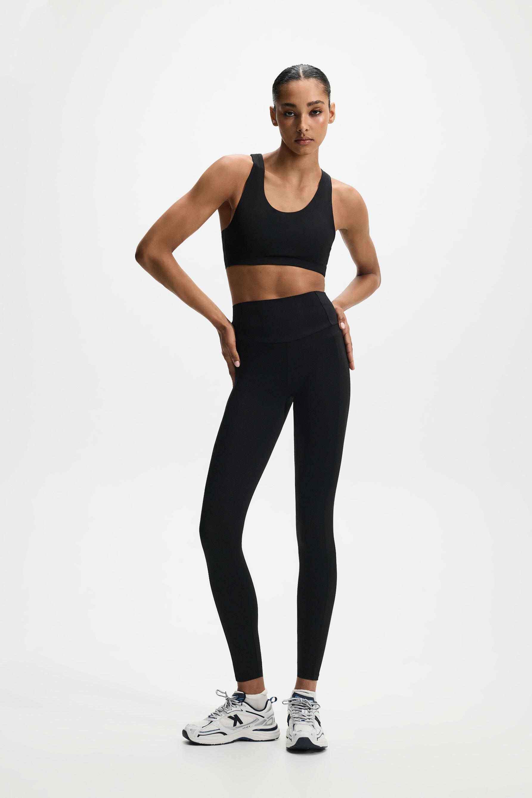 Shaping effect sports leggings — BLACK