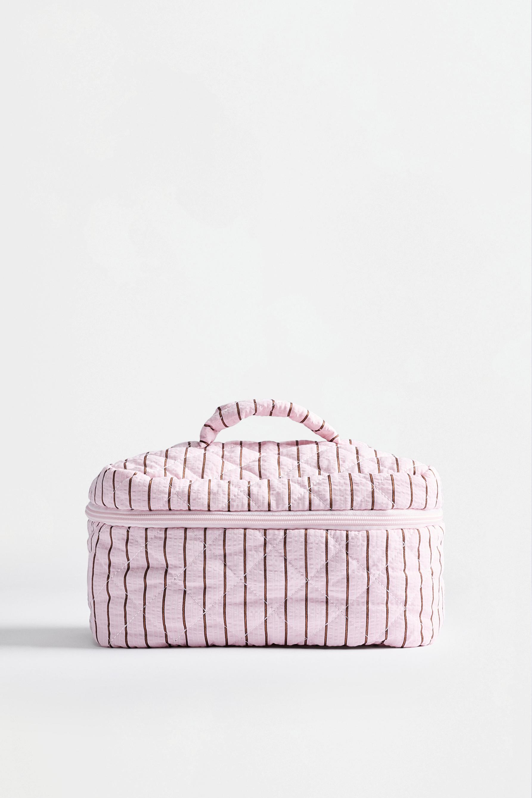 Large striped toiletry bag — ROSE PINK