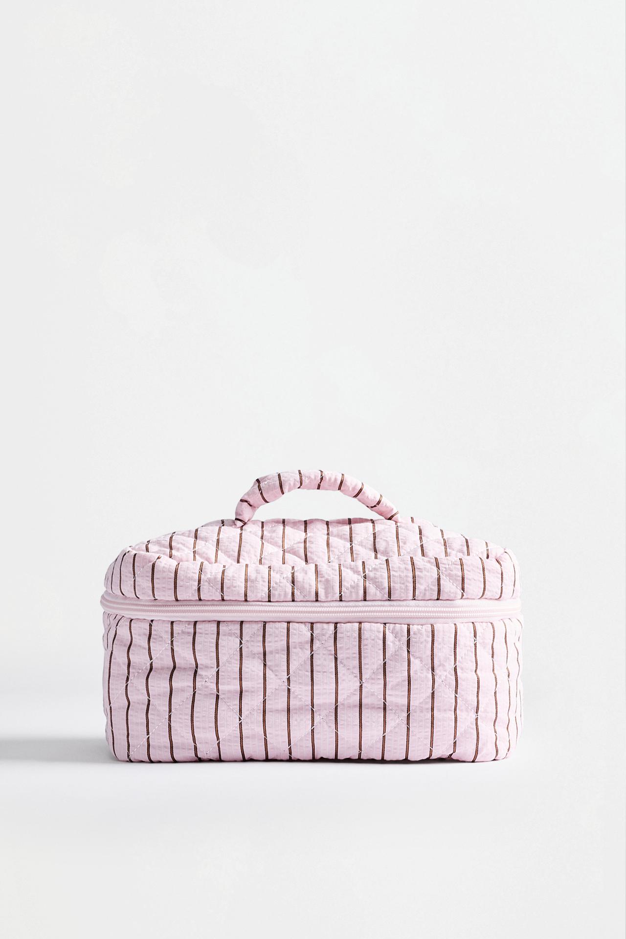 Large striped toiletry bag — ROSE PINK