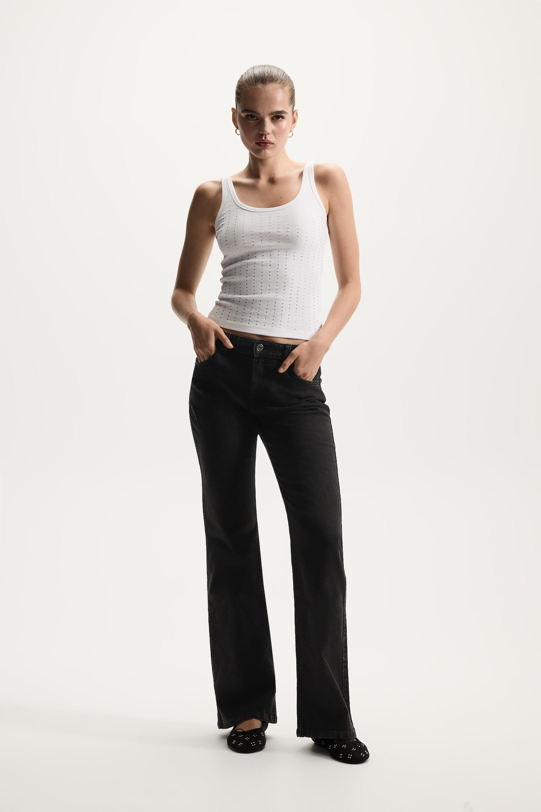 Ribbed rhinestone T-shirt — OFF WHITE