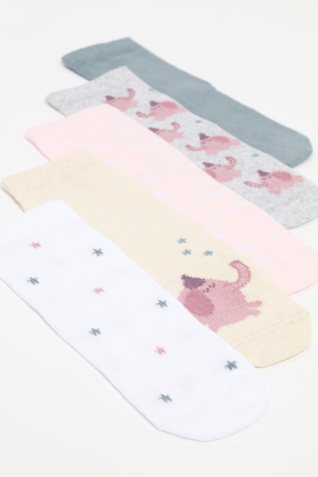 Pack of 5 pairs of long elephant socks